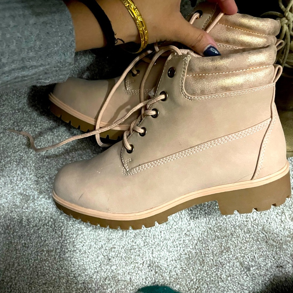 Light Pink Combat Boots